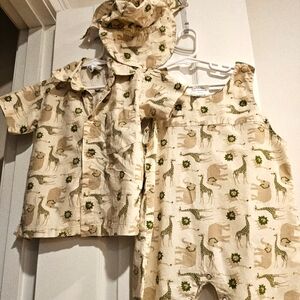 3 Pieces Corkey's Kids Safari Print Shirt- Onesie & Tail Hat